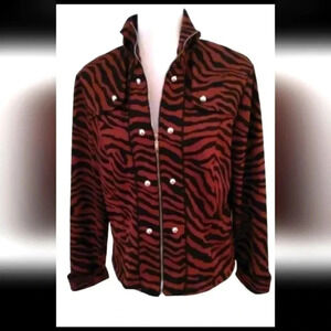 Lisa International Zebra Print Military style Jacket